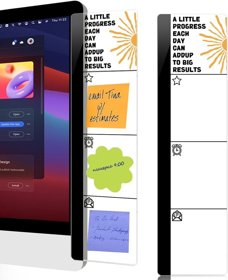 HTBIG Computer Monitor Memo Board A Little Progress Each Day Can Add Up to Big Results Logo Decor Monitor Message Board Sticky Notes for Send Family Members Office Friends and Colleagues Gifts - Image 1